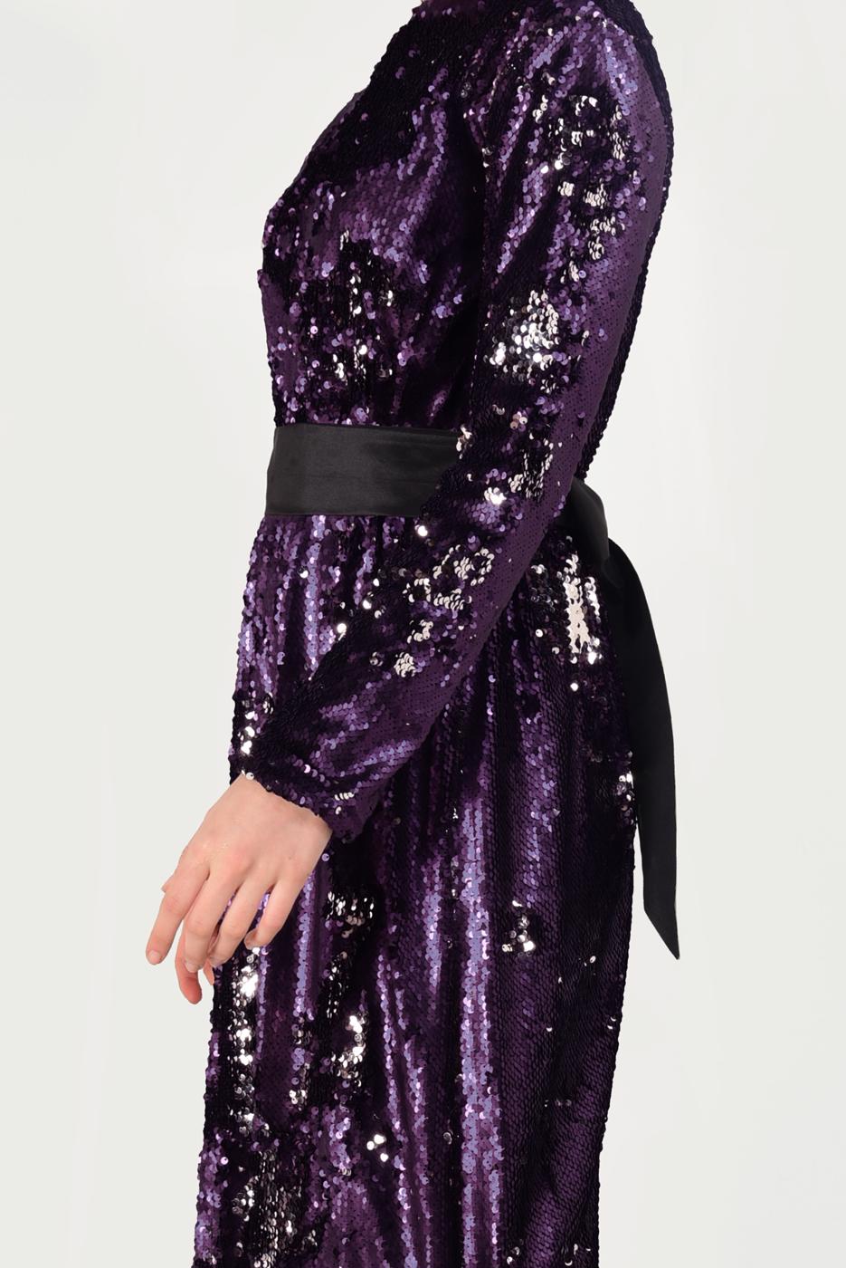 Hijab clothing PURPLE Sequined Evening Dress T 5592 