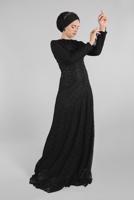 Hijab clothing BLACK EVENING DRESS WITH GEM T 60004