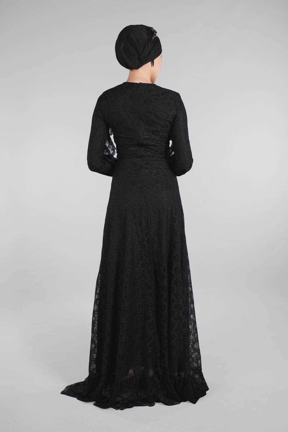 Hijab clothing BLACK EVENING DRESS WITH GEM T 60004