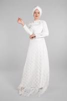 Hijab clothing CREAM EVENING DRESS WITH GEM T 60004