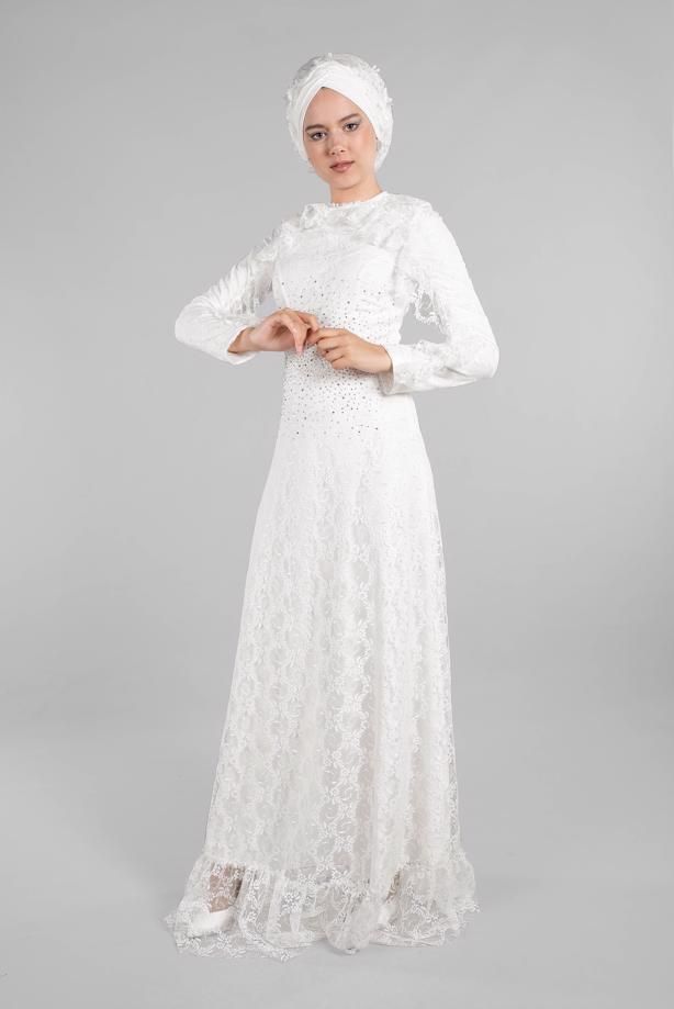 Hijab clothing  EVENING DRESS WITH GEM T 60004 - TRENDTESETTÜR