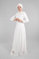 Hijab clothing CREAM EVENING DRESS WITH GEM T 60004