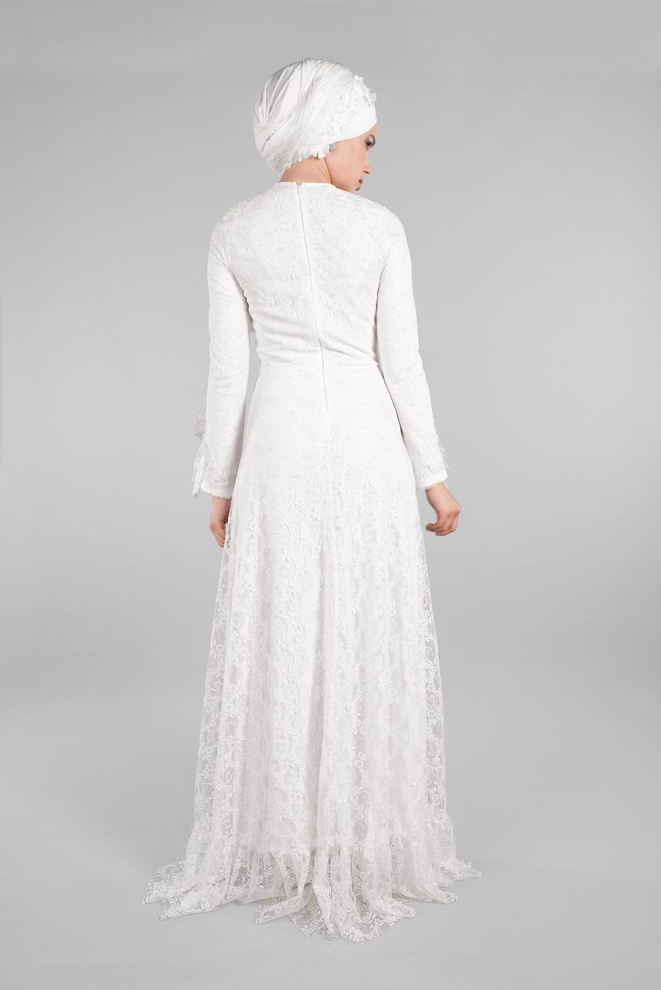 Hijab clothing CREAM EVENING DRESS WITH GEM T 60004