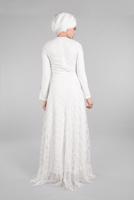 Hijab clothing CREAM EVENING DRESS WITH GEM T 60004