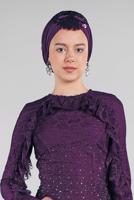 Hijab clothing PURPLE EVENING DRESS WITH GEM T 60004