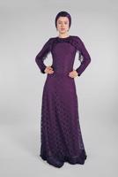 Hijab clothing PURPLE EVENING DRESS WITH GEM T 60004