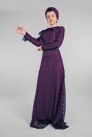 Hijab clothing PURPLE EVENING DRESS WITH GEM T 60004