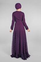 Hijab clothing PURPLE EVENING DRESS WITH GEM T 60004