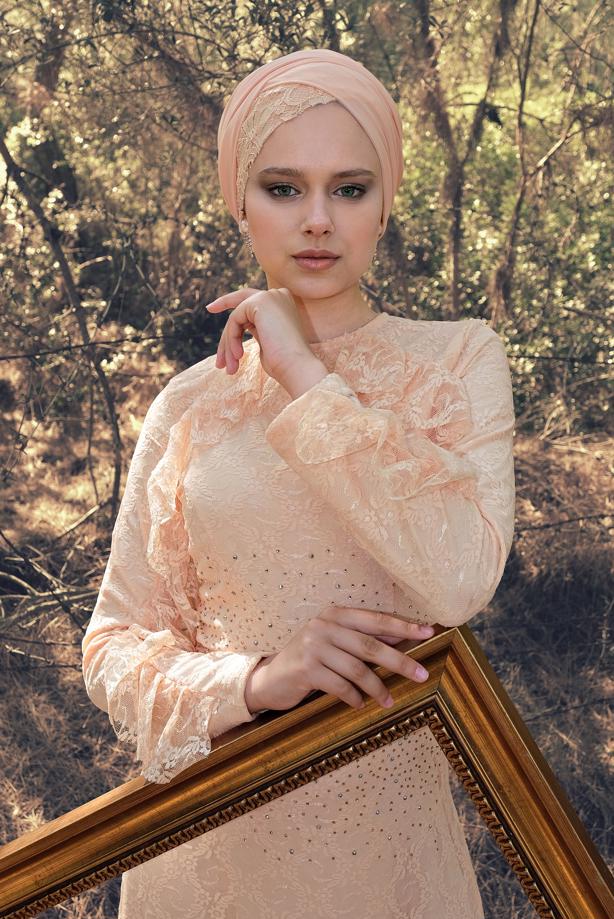 Hijab clothing  EVENING DRESS WITH GEM T 60004 - TRENDTESETTÜR