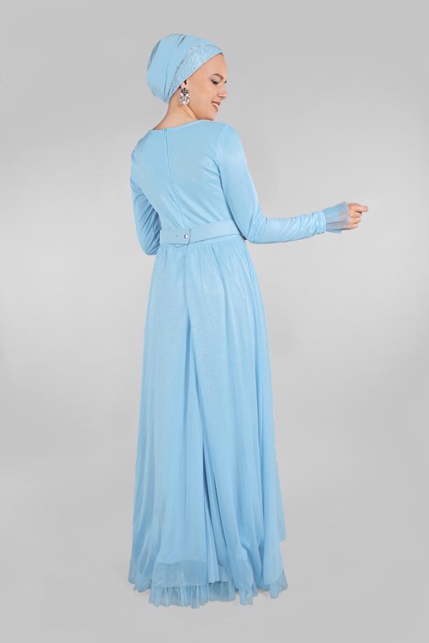 Hijab clothing  BELTED EVENING DRESS T 61393 - TRENDTESETTÜR