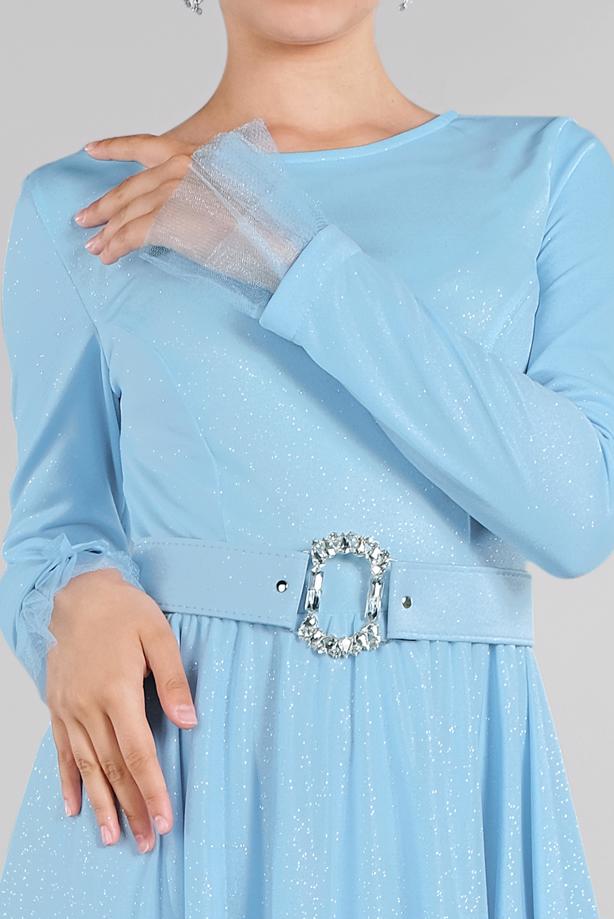 Hijab clothing  BELTED EVENING DRESS T 61393 - TRENDTESETTÜR