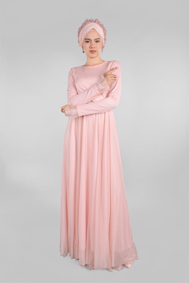 Hijab clothing  BELTED EVENING DRESS T 61393 - TRENDTESETTÜR