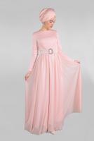 Hijab clothing POWDER BELTED EVENING DRESS T 61393