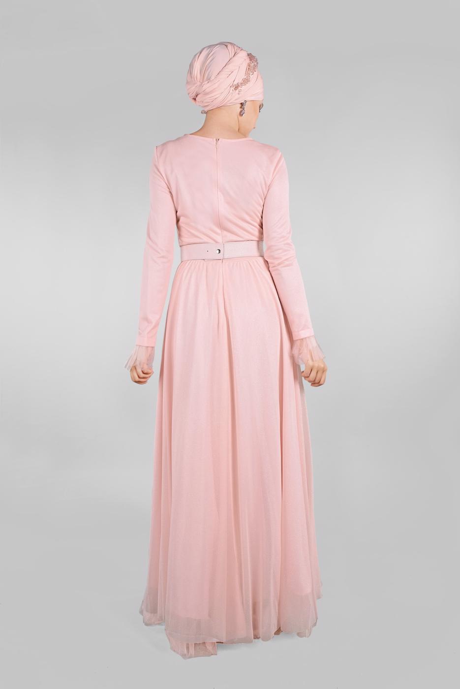 Hijab clothing POWDER BELTED EVENING DRESS T 61393