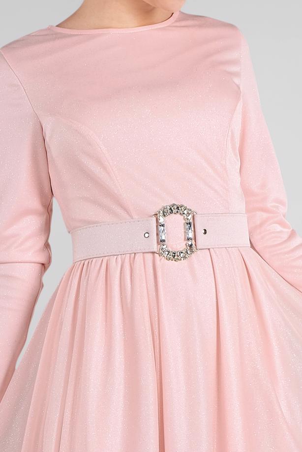 Hijab clothing  BELTED EVENING DRESS T 61393 - TRENDTESETTÜR