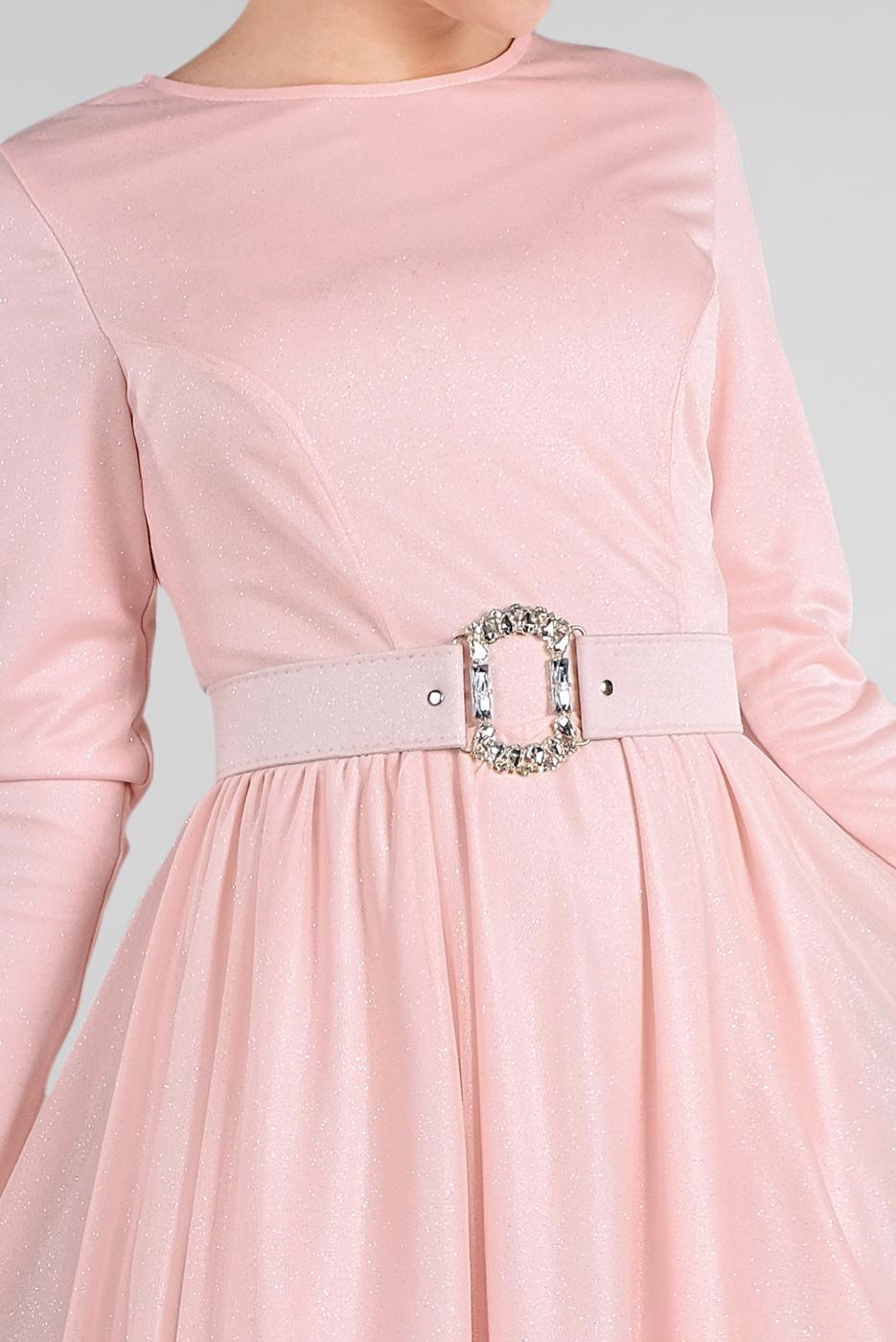 Hijab clothing POWDER BELTED EVENING DRESS T 61393