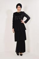 Vêtements hijab NOIR Robe de Soirée T 6651