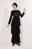 Vêtements hijab NOIR Robe de Soirée T 6651