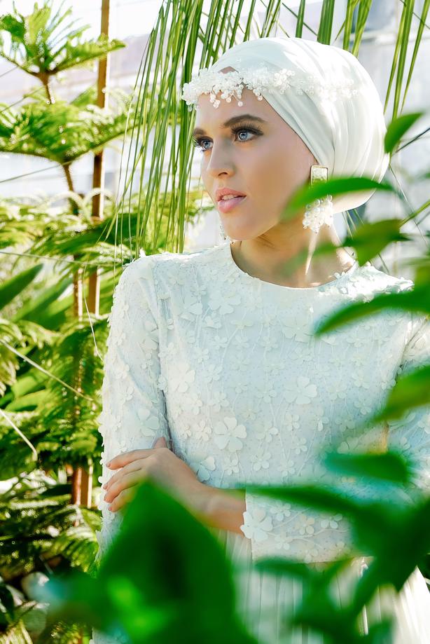 Vêtements hijab  3D Floral Evening Dress T 6651	 - TRENDTESETTÜR