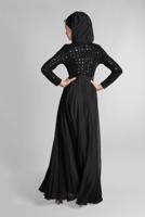Tesettür giyim SİYAH ETEĞİ ŞİFON ABİYE ELBİSE 7218