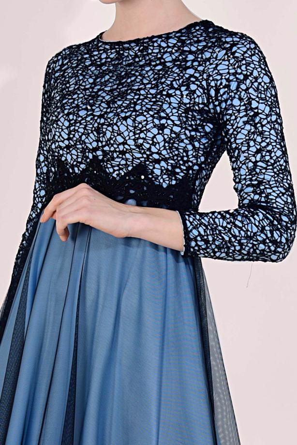 Hijab clothing  LACE DETAILED EVENING DRESS T 77083 - TRENDTESETTÜR