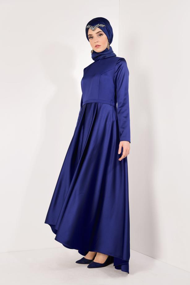 Vêtements hijab  Asymmetric Cut Satin Evening Dress T 8352  - TRENDTESETTÜR