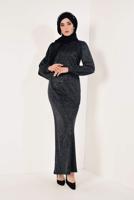 Hijab clothing BLACK T 8751 Reference-Abiye Elbise