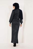 Hijab clothing BLACK T 8751 Reference-Abiye Elbise