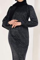 Hijab clothing BLACK T 8751 Reference-Abiye Elbise