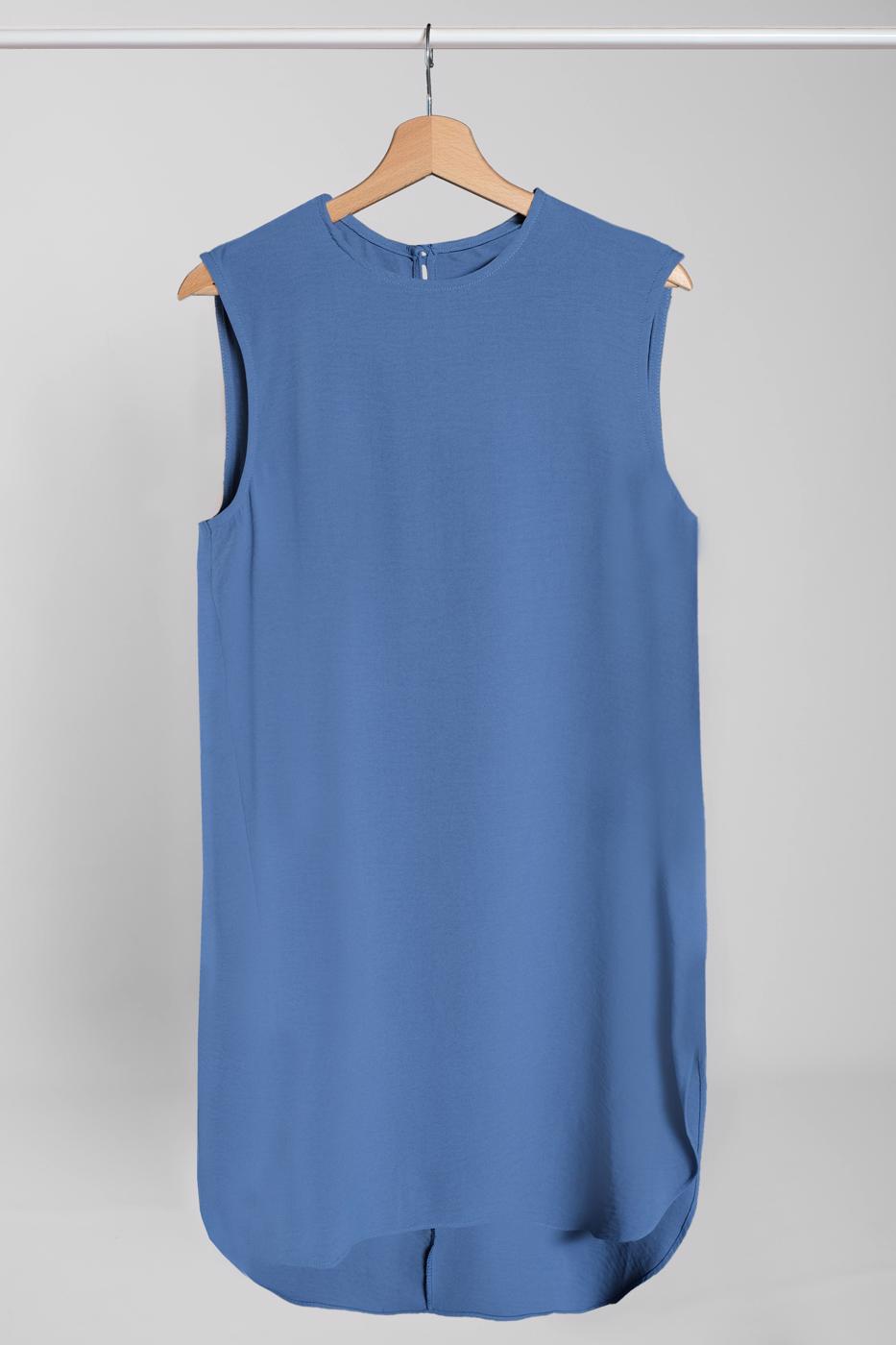 Tesettür giyim LACİVERT SIFIR KOL DÖKÜMLÜ BLUZ 17391