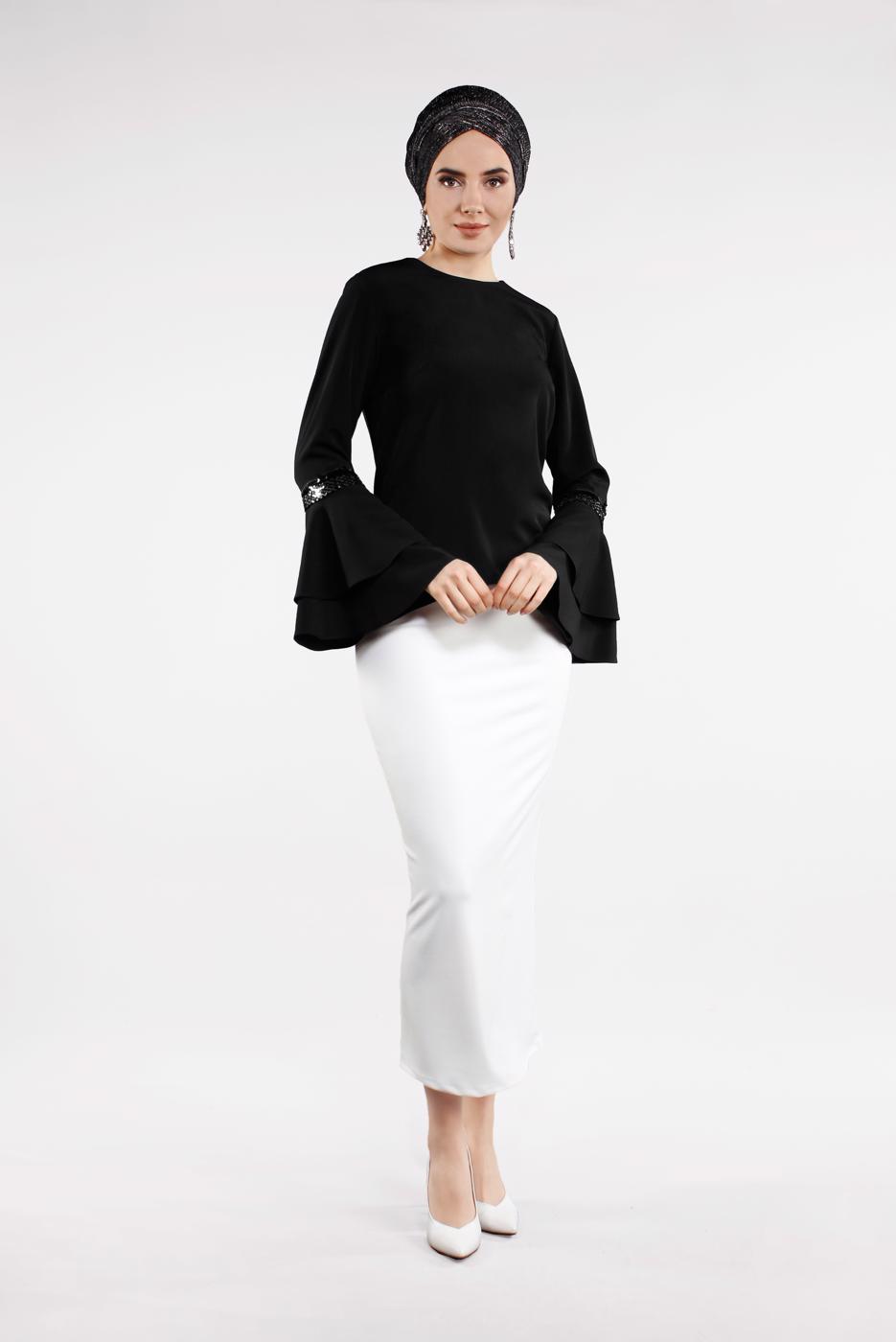 Vêtements hijab NOIR  Chemisier T 1496-1 