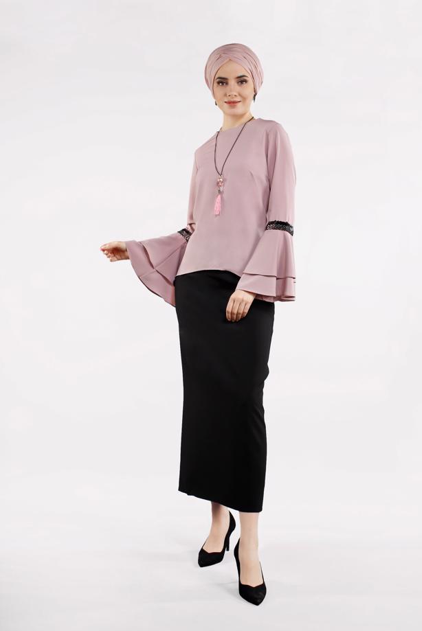 Vêtements hijab  Flywheel Wide Sleeve Blouse T 1496-1  - TRENDTESETTÜR