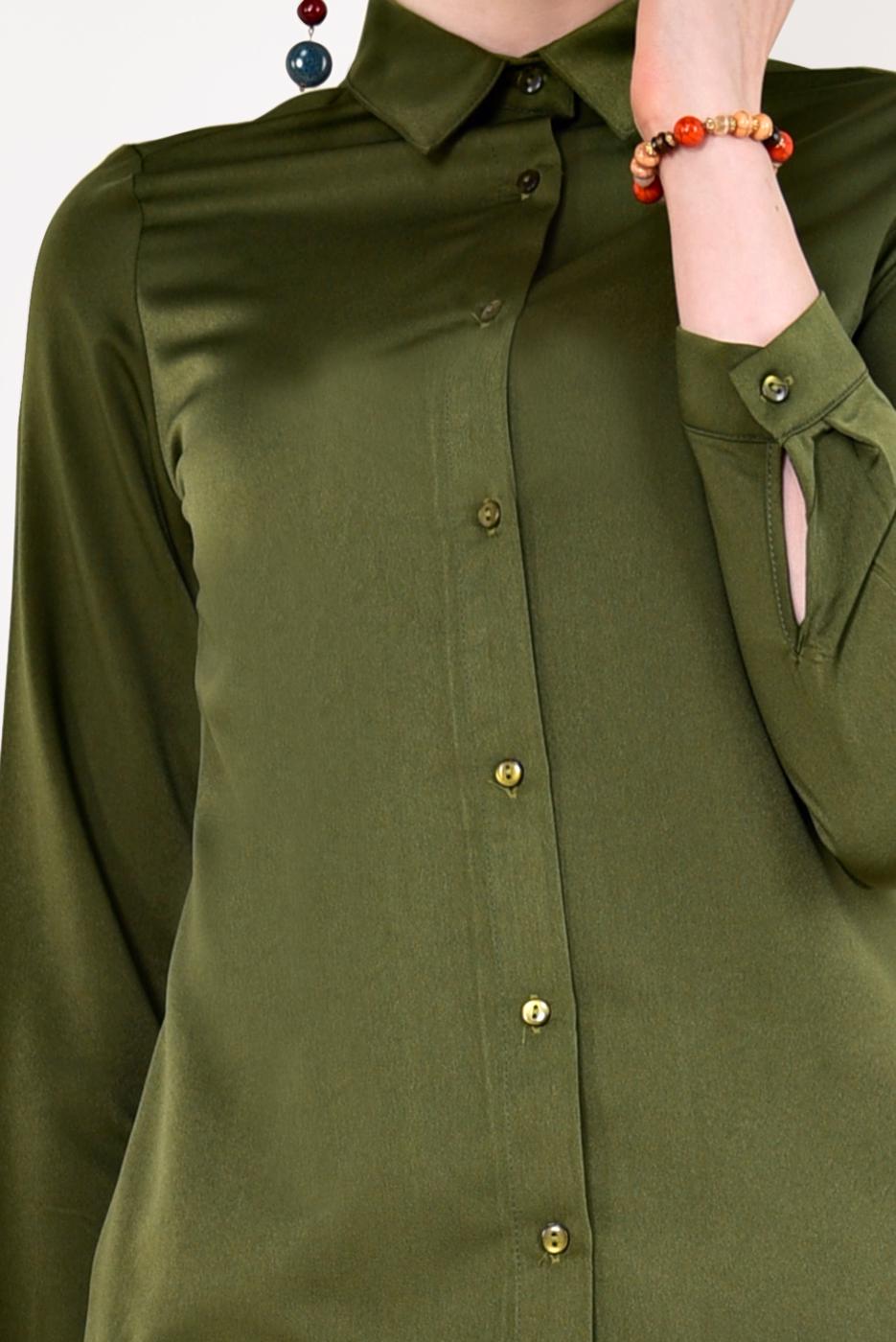 Tesettür giyim HAKİ ERKEK YAKA GÖMLEK 05041