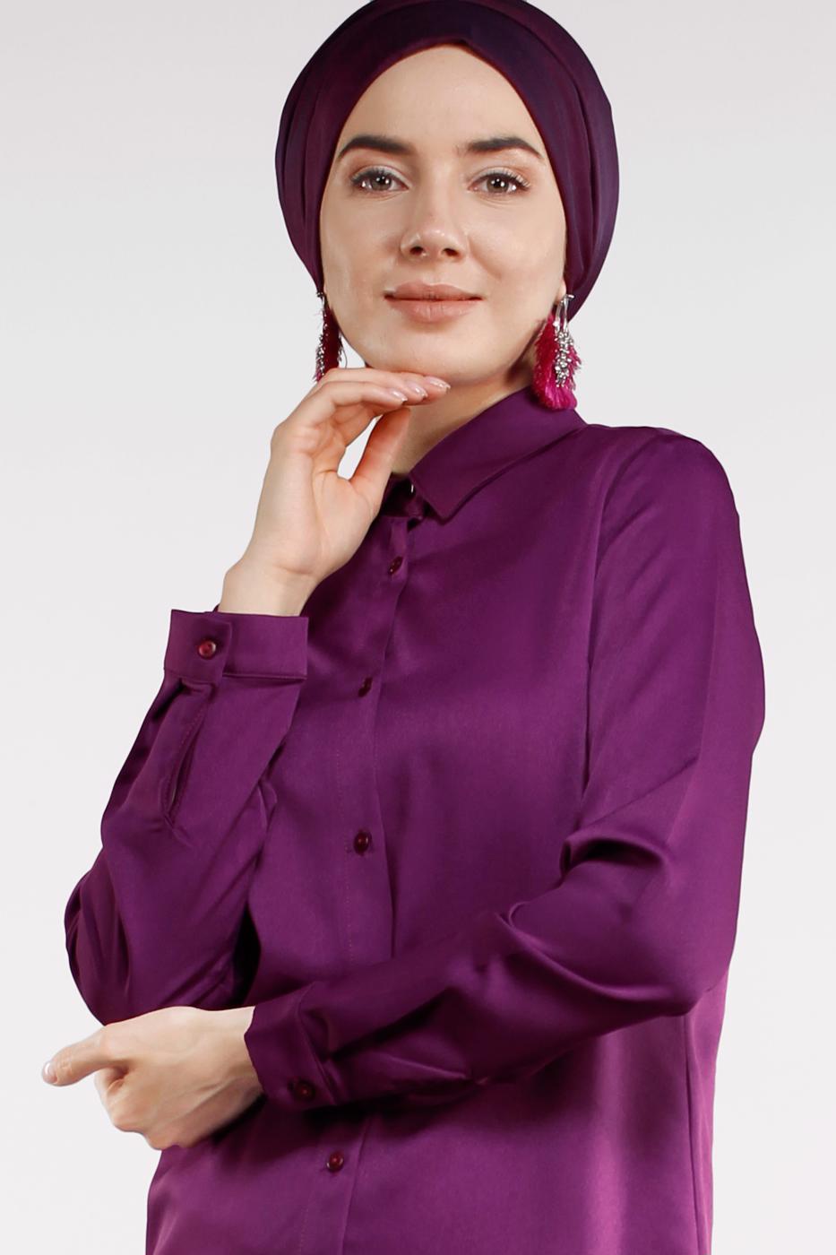 Tesettür giyim MÜRDÜM ERKEK YAKA GÖMLEK 05041