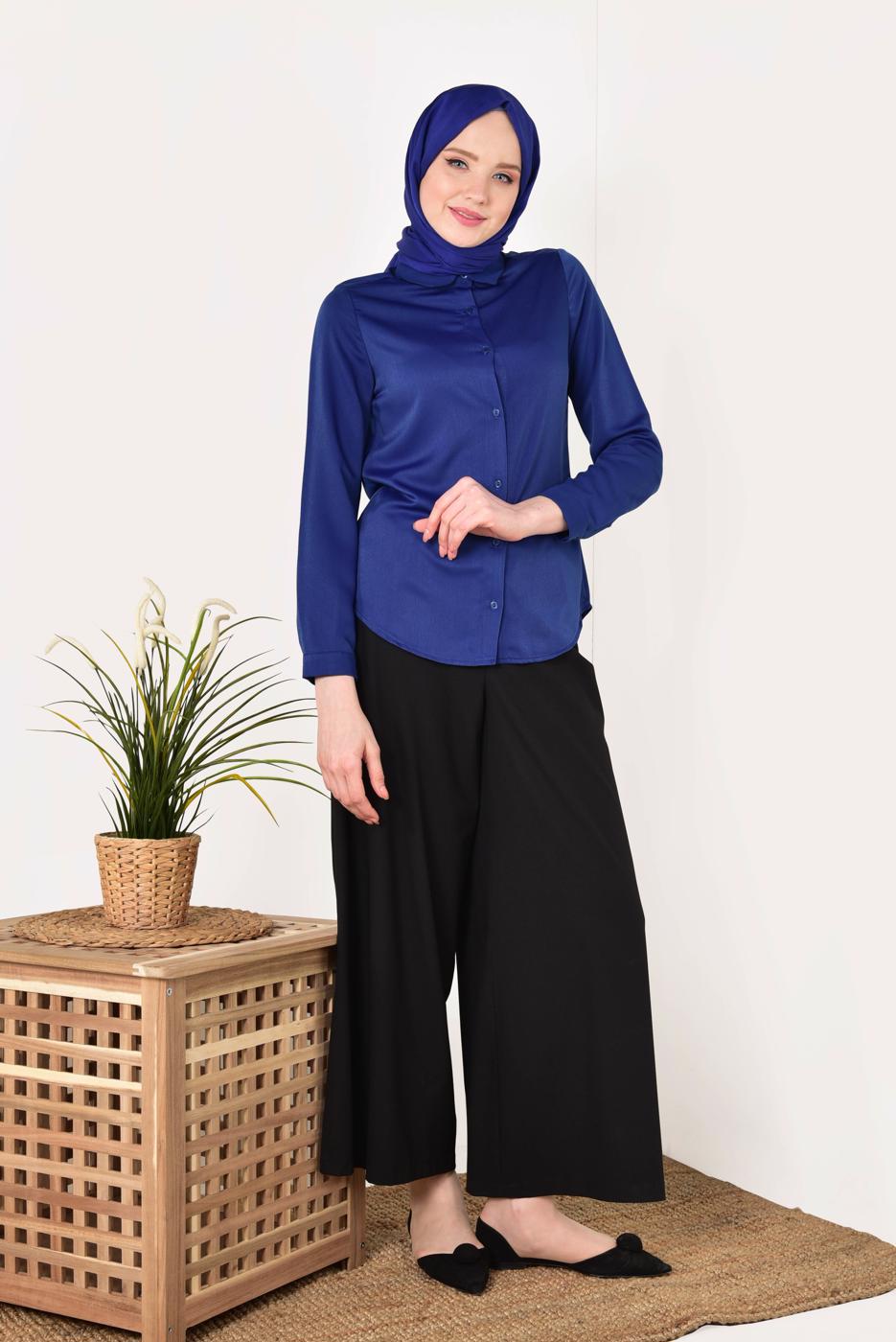 Tesettür giyim LACİVERT ERKEK YAKA GÖMLEK 05041