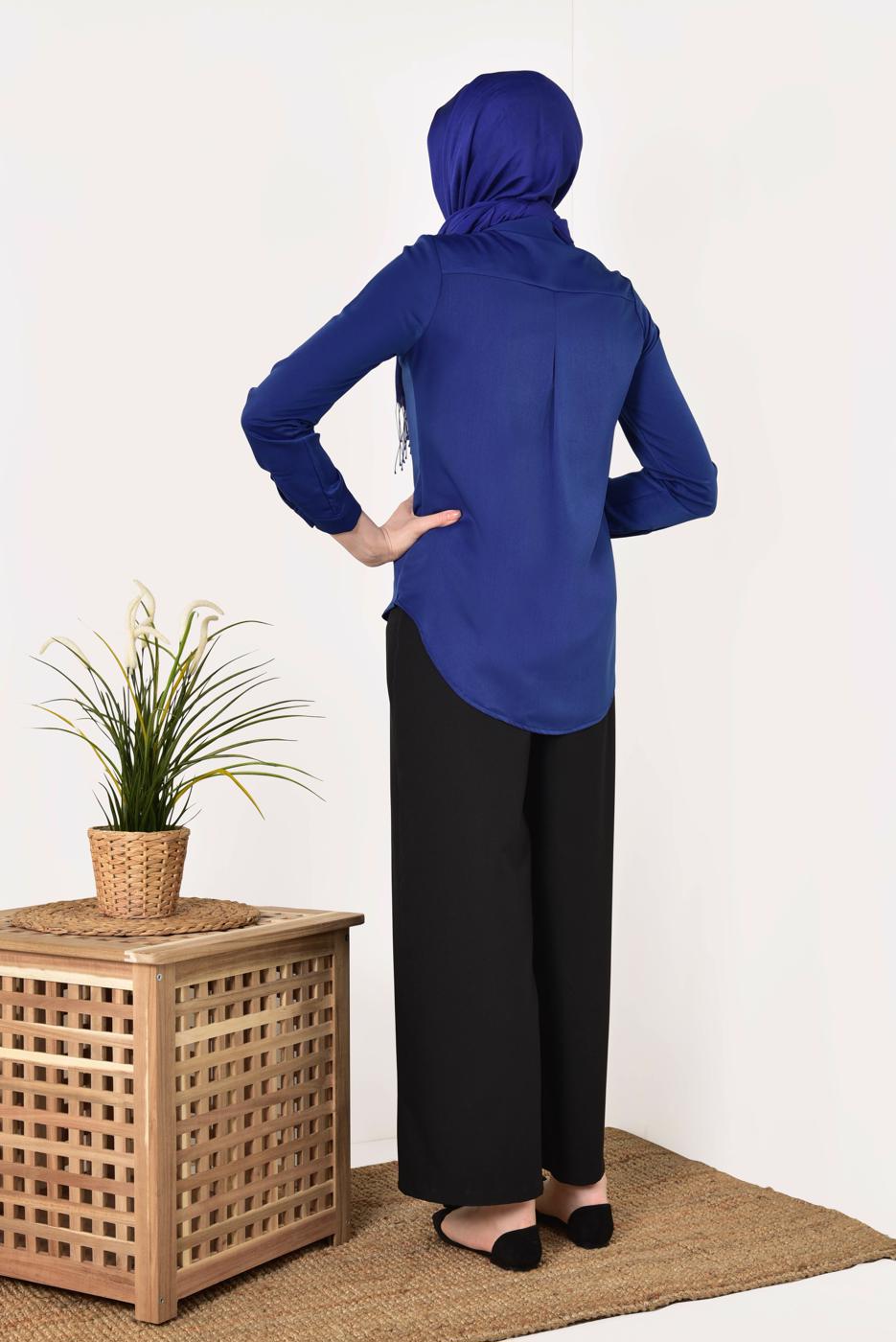 Tesettür giyim LACİVERT ERKEK YAKA GÖMLEK 05041