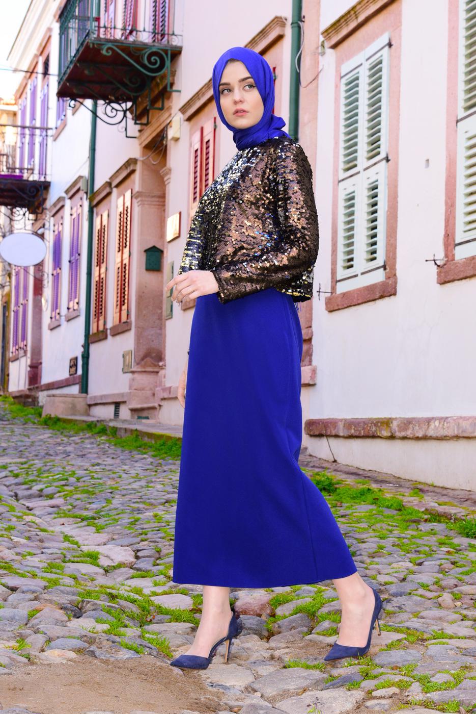 Tesettür giyim ALTIN PUL PAYET BLUZ 33041