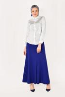 Tesettür giyim BEYAZ  ERKEK YAKA SATEN GÖMLEK T 55041