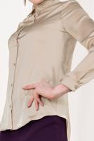 Tesettür giyim BEJ  ERKEK YAKA SATEN GÖMLEK T 55041