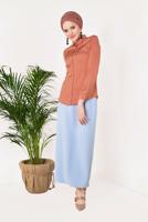 Tesettür giyim PUDRA  ERKEK YAKA SATEN GÖMLEK T 55041