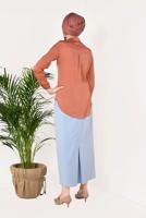 Tesettür giyim PUDRA  ERKEK YAKA SATEN GÖMLEK T 55041