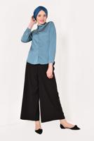 Tesettür giyim LACİVERT  ERKEK YAKA SATEN GÖMLEK T 55041