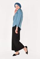 Tesettür giyim LACİVERT  ERKEK YAKA SATEN GÖMLEK T 55041