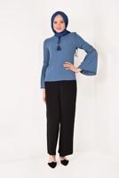 Tesettür giyim LACİVERT KOLLARI VOLANLI BLUZ T 94781