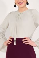Tesettür giyim BEJ KOLLARI VOLANLI BLUZ T 94781