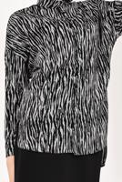 Tesettür giyim SİYAH ZEBRA DESENLİ YARASA KOL BLUZ 0202