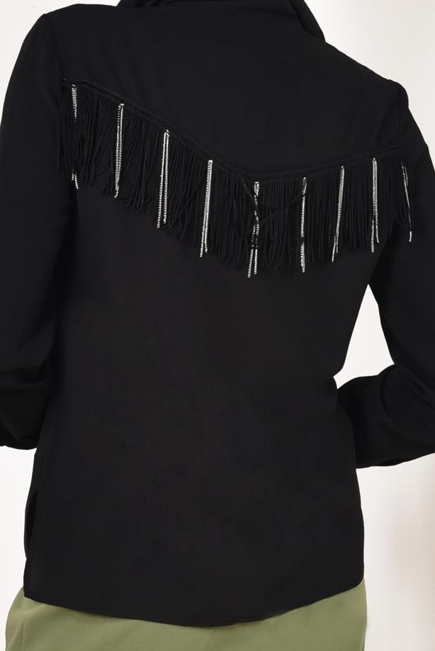 Vêtements hijab  T 0802 STN-SIRT KISMI PÜSKÜL DETAYLI BLUZ - TRENDTESETTÜR