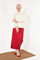 Vêtements hijab ÉCRU T 0802 STN-SIRT KISMI PÜSKÜL DETAYLI BLUZ