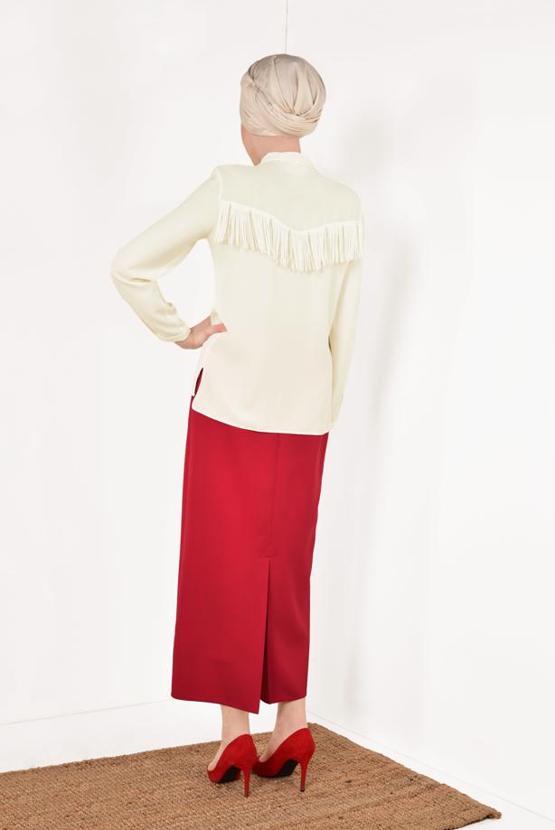 Vêtements hijab  T 0802 STN-SIRT KISMI PÜSKÜL DETAYLI BLUZ - TRENDTESETTÜR