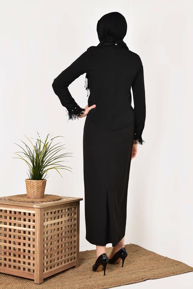 Vêtements hijab  T 1246 AYTE-PÜSKÜLLÜ İŞLEME DETAYLI BLUZ - TRENDTESETTÜR